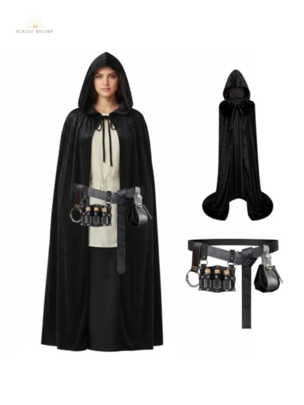 Renaissance Accessories 5 Pcs Belt Pouch Waist Bag Potion Bottles Vials Costume